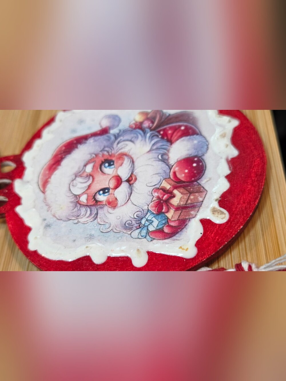 🎅 Handmade Wooden Disc Vintage Santa Christmas Ornaments - 12 Pack Set - Picture 10 of 16